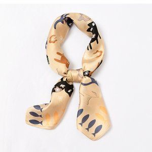 Square Silk Scarf/ Neckerchief - Kittens